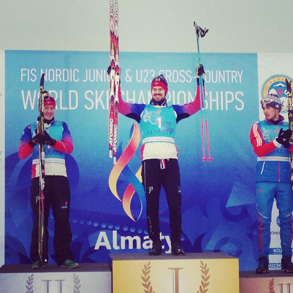 Sondre Turvoll Fossli takes gold, Sindre Bjoernestad Skar silver, Ermil Vokuev (RUS) takes bronze U23 WSC Almaty.