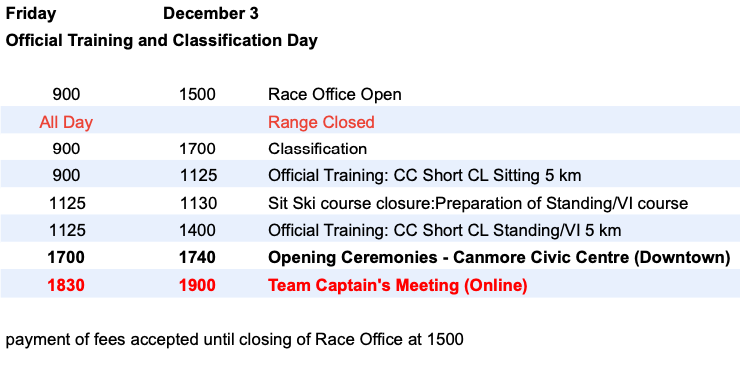 Dec.3 schedule