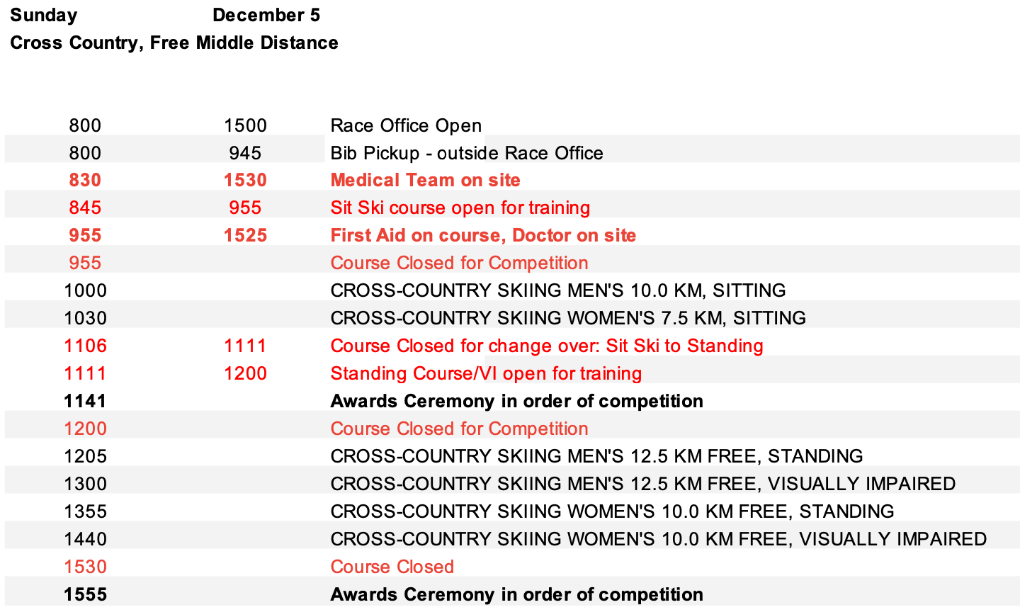Schedule Dec 5 - website