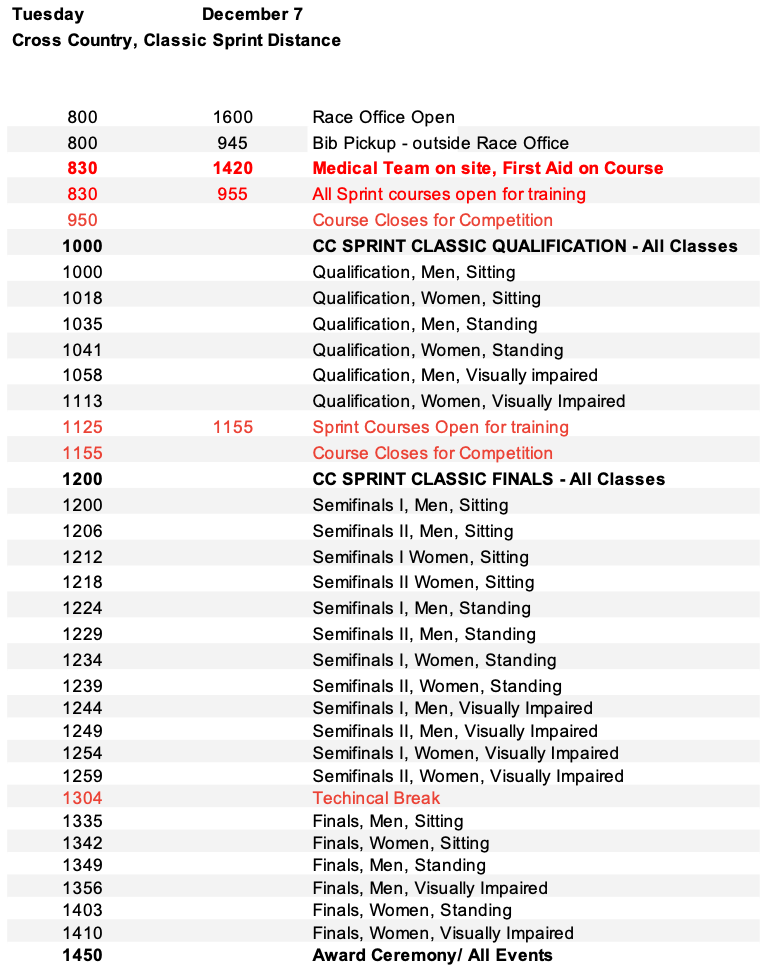 Schedule Dec 7. Website